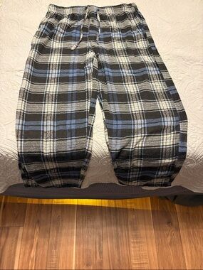 Seven apparel -Men's Plaid Fleece Jogger Pants - Blue & Black XXL